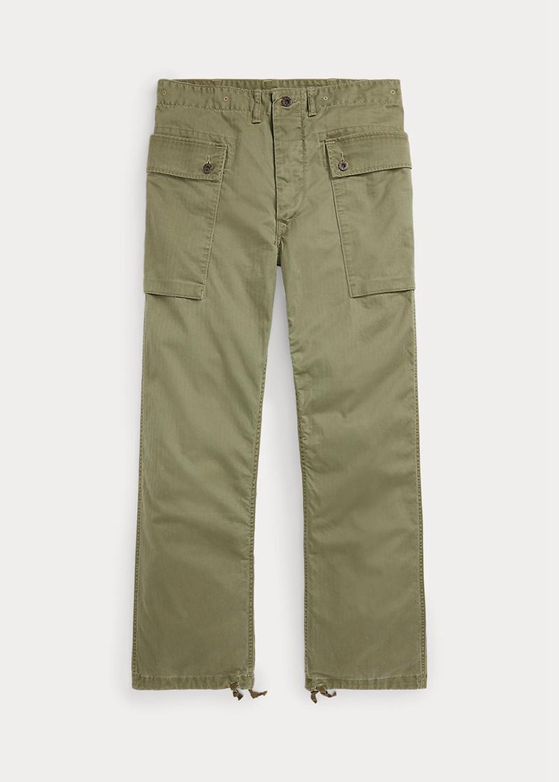 RRL パンツ メンズ オリーブ Herringbone Field Cargo FVEKH2506